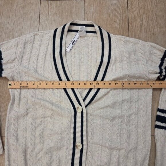 Victoria's Secret PINK Collegiate Cable Knit Oversized Cardigan- Natural Heather - Picture 5 of 7
